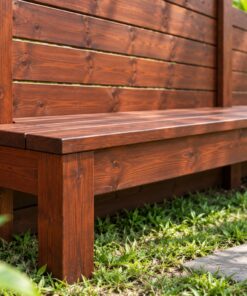 Hàng Rào Gỗ Sân Vườn HR20 - Liền Ghế Băng Chạy Dọc Chân Rào, Gỗ Thông