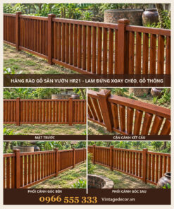 Hàng Rào Gỗ Sân Vườn HR21 - Lam Đứng Xoay Chéo, Gỗ Thông