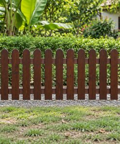 Hàng Rào Gỗ Sân Vườn HR26 - Nan Đứng Đầu Tròn Thấp Sân Trước, Gỗ Thông Màu Nâu Cánh Gián