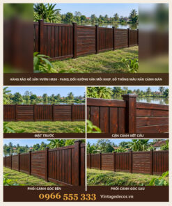 Hàng Rào Gỗ Sân Vườn HR30 - Panel Đổi Hướng Ván Mỗi Nhịp, Gỗ Thông Màu Nâu Cánh Gián
