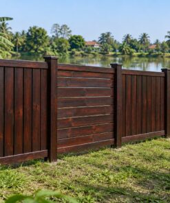 Hàng Rào Gỗ Sân Vườn HR30 - Panel Đổi Hướng Ván Mỗi Nhịp, Gỗ Thông Màu Nâu Cánh Gián