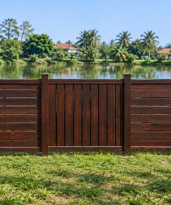 Hàng Rào Gỗ Sân Vườn HR30 - Panel Đổi Hướng Ván Mỗi Nhịp, Gỗ Thông Màu Nâu Cánh Gián