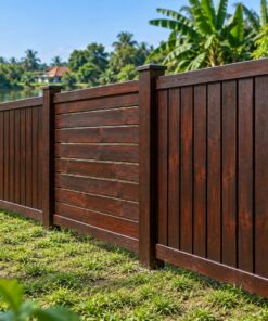 Hàng Rào Gỗ Sân Vườn HR30 - Panel Đổi Hướng Ván Mỗi Nhịp, Gỗ Thông Màu Nâu Cánh Gián
