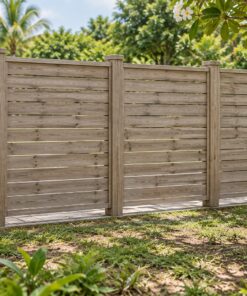 Hàng Rào Gỗ Sân Vườn HR31 - Vách Chắn Riêng Tư Ba Tấm Cạnh Hiên, Gỗ Thông Màu Vintage