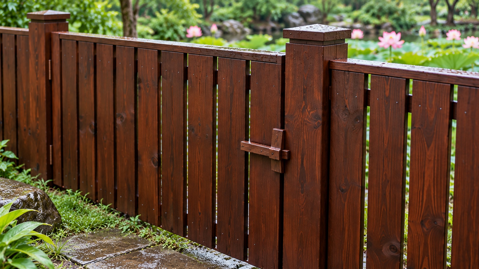 Hàng Rào Gỗ Sân Vườn HR34 - Có Cửa Ngách Liền Một Nhịp, Gỗ Thông Màu Nâu Cánh Gián Hàng Rào Gỗ Sân Vườn HR34 - Có Cửa Ngách Liền Một Nhịp, Gỗ Thông Màu Nâu Cánh Gián