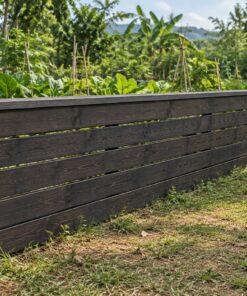 Hàng Rào Gỗ Sân Vườn HR36 - Ván Ngang Bắt Hai Mặt Kẹp Cột Giữa, Gỗ Thông Màu Gỗ Cháy