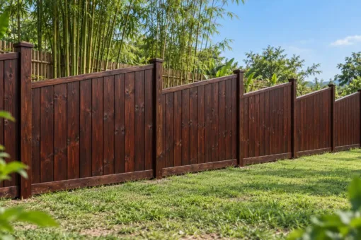 Hàng Rào Gỗ Sân Vườn HR40 - Đỉnh Panel Vát Chéo Một Chiều, Gỗ Thông Màu Nâu Cánh Gián Hàng Rào Gỗ Sân Vườn HR40 - Đỉnh Panel Vát Chéo Một Chiều, Gỗ Thông Màu Nâu Cánh Gián