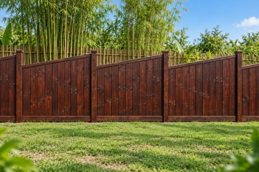 Hàng Rào Gỗ Sân Vườn HR40 - Đỉnh Panel Vát Chéo Một Chiều, Gỗ Thông Màu Nâu Cánh Gián Hàng Rào Gỗ Sân Vườn HR40 - Đỉnh Panel Vát Chéo Một Chiều, Gỗ Thông Màu Nâu Cánh Gián