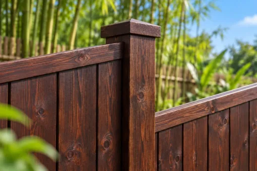 Hàng Rào Gỗ Sân Vườn HR40 - Đỉnh Panel Vát Chéo Một Chiều, Gỗ Thông Màu Nâu Cánh Gián Hàng Rào Gỗ Sân Vườn HR40 - Đỉnh Panel Vát Chéo Một Chiều, Gỗ Thông Màu Nâu Cánh Gián