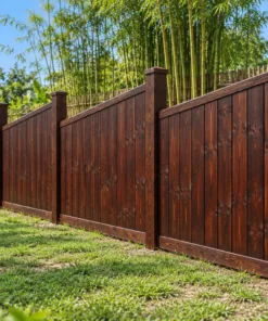 Hàng Rào Gỗ Sân Vườn HR40 - Đỉnh Panel Vát Chéo Một Chiều, Gỗ Thông Màu Nâu Cánh Gián
