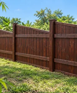 Hàng Rào Gỗ Sân Vườn HR40 - Đỉnh Panel Vát Chéo Một Chiều, Gỗ Thông Màu Nâu Cánh Gián