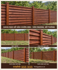 Hàng Rào Gỗ Sân Vườn HR6 - Ván Ngang, Gỗ Thông