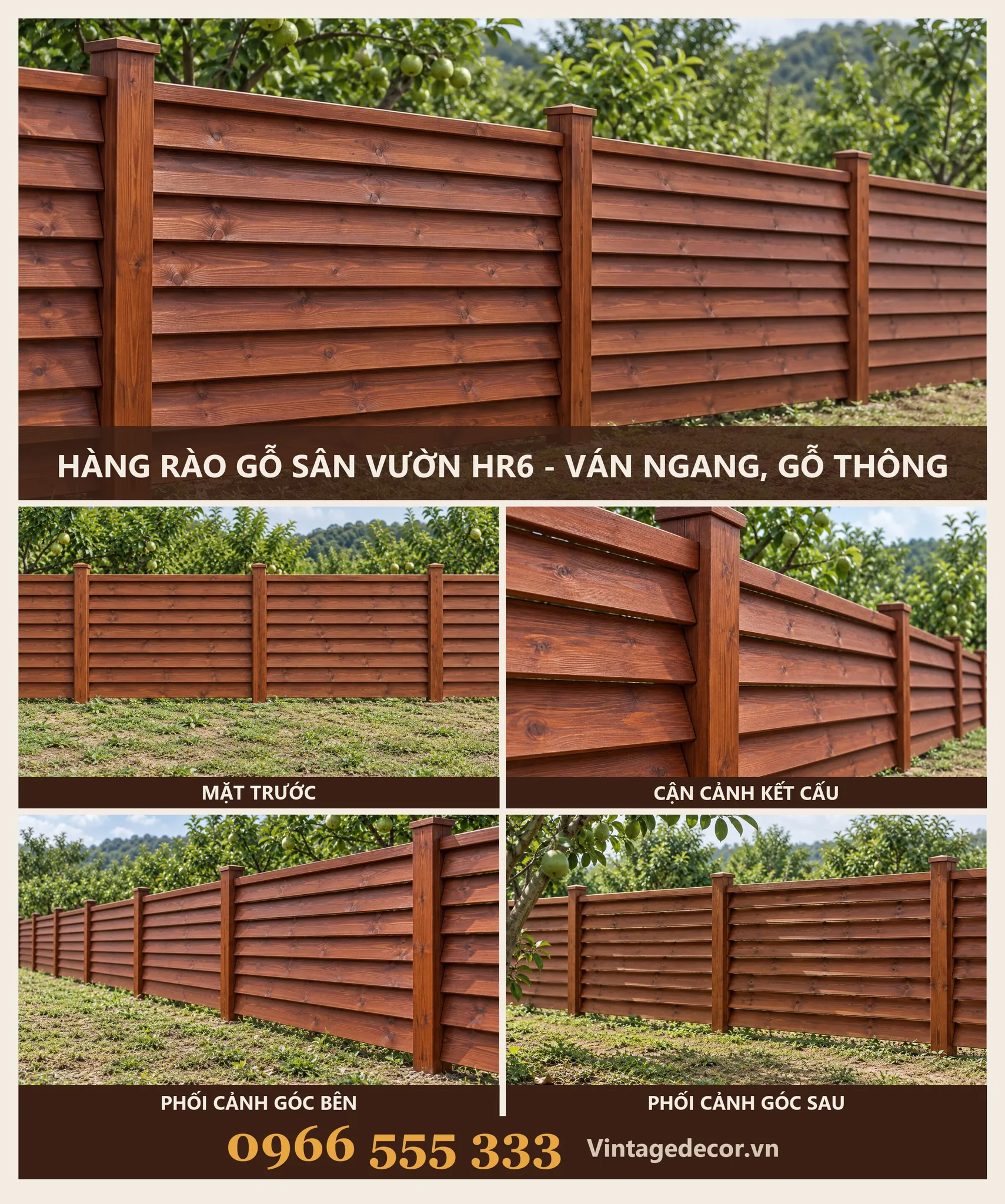 Hàng Rào Gỗ HR6 Ván Ngang
