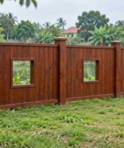 Hàng Rào Gỗ Sân Vườn HR8 - Ván Khít Khoét Ô Cửa Sổ Vuông, Gỗ Thông