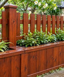 Hàng Rào Gỗ Sân Vườn HR9 - Chân Bồn Trồng Cây Liền Khối, Gỗ Thông
