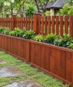 Hàng Rào Gỗ Sân Vườn HR9 - Chân Bồn Trồng Cây Liền Khối, Gỗ Thông
