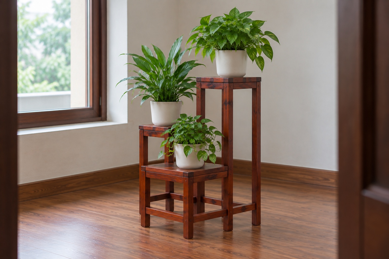 Kệ Cây Cảnh Gỗ Thông NT29 - Ba Tầng So Le Đặt Trong Nhà, Gỗ Thông Màu Nâu Đỏ Kệ Cây Cảnh Gỗ Thông NT29 - Ba Tầng So Le Đặt Trong Nhà, Gỗ Thông Màu Nâu Đỏ