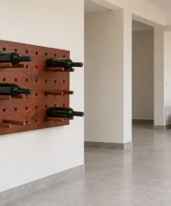Kệ Rượu Vang KR44 - Tấm Ván Chốt Gỗ Đỡ Chai Treo Tường, Gỗ Thông Màu Nâu Đỏ