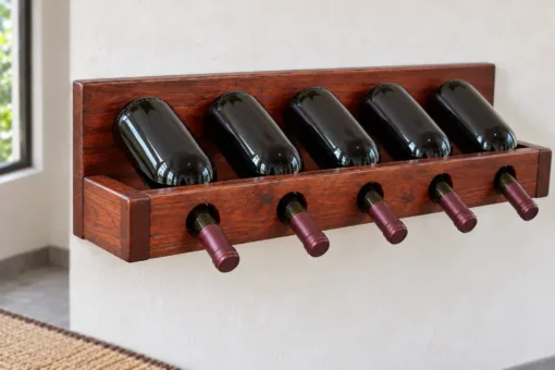 Kệ Rượu Vang KR55 - Treo Tường Một Hàng Chai Nghiêng Cổ Chúc Xuống, Gỗ Thông Màu Nâu Đỏ Kệ Rượu Vang KR55 - Treo Tường Một Hàng Chai Nghiêng Cổ Chúc Xuống, Gỗ Thông Màu Nâu Đỏ