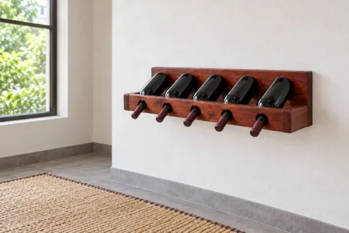Kệ Rượu Vang KR55 - Treo Tường Một Hàng Chai Nghiêng Cổ Chúc Xuống, Gỗ Thông Màu Nâu Đỏ Kệ Rượu Vang KR55 - Treo Tường Một Hàng Chai Nghiêng Cổ Chúc Xuống, Gỗ Thông Màu Nâu Đỏ