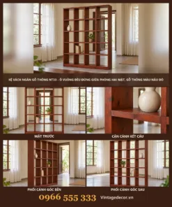 Kệ vách ngăn NT33 ô vuông đều – ảnh ghép mặt trước, cận ô, góc bên, góc sau