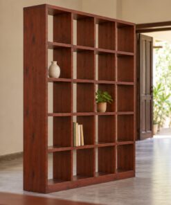 Kệ Vách Ngăn Gỗ Thông NT33 - Ô Vuông Đều Đứng Giữa Phòng Hai Mặt, Gỗ Thông Màu Nâu Đỏ