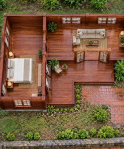 Nhà Gỗ Bungalow B24 - Mặt Bằng Chữ L Sân Gỗ Góc Trong, Gỗ Thông