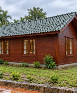 Nhà Gỗ Bungalow B24 - Mặt Bằng Chữ L Sân Gỗ Góc Trong, Gỗ Thông
