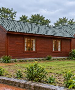 Nhà Gỗ Bungalow B24 - Mặt Bằng Chữ L Sân Gỗ Góc Trong, Gỗ Thông