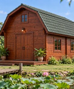 Nhà Gỗ Bungalow B25 - Mái Gãy Kiểu Kho Thóc Gác Ngủ, Gỗ Thông