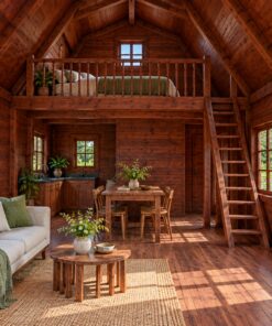 Nhà Gỗ Bungalow B25 - Mái Gãy Kiểu Kho Thóc Gác Ngủ, Gỗ Thông