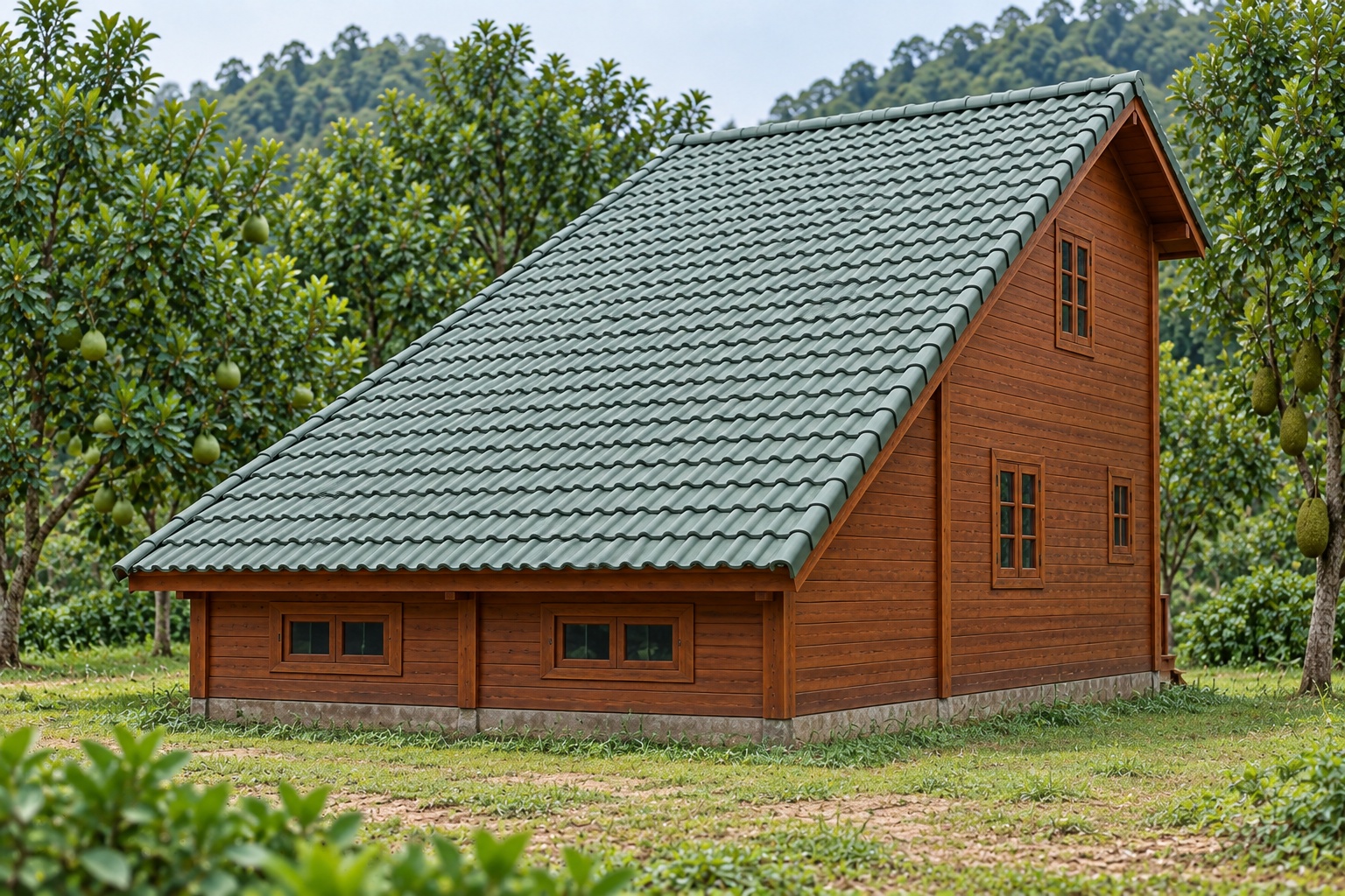 Nhà Gỗ Bungalow B27 - Mái Lệch Kiểu Saltbox Trước Cao Sau Thấp, Gỗ Thông Nhà Gỗ Bungalow B27 - Mái Lệch Kiểu Saltbox Trước Cao Sau Thấp, Gỗ Thông