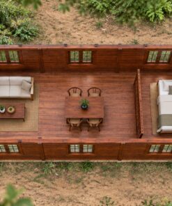 Nhà Gỗ Bungalow B28 - Mái Có Dải Cửa Sổ Thông Gió Dọc Nóc, Gỗ Thông