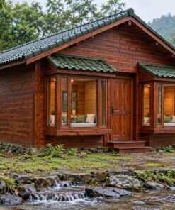 Nhà Gỗ Bungalow B29 - Cửa Sổ Hộp Lồi Hai Bên Cửa Chính, Gỗ Thông