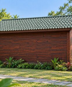 Nhà Gỗ Bungalow B30 - Hiên Trước Chạy Suốt Mặt Tiền Mái Liền, Gỗ Thông Màu Nâu Cánh Gián