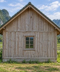 Nhà Gỗ Bungalow B31 - Đầu Hồi Quay Ra Trước Gác Ban Công Nhỏ, Gỗ Thông Màu Vintage
