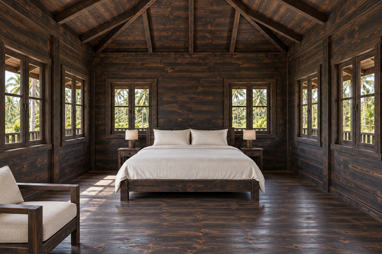 Nhà Gỗ Bungalow B32 - Mái Bốn Dốc Hiên Bao Ba Mặt, Gỗ Thông Màu Gỗ Cháy Nhà Gỗ Bungalow B32 - Mái Bốn Dốc Hiên Bao Ba Mặt, Gỗ Thông Màu Gỗ Cháy