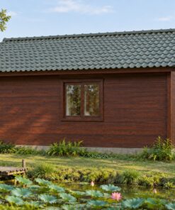 Nhà Gỗ Bungalow B37 - Cửa Sổ Góc Hai Mặt Liền Nhau, Gỗ Thông Màu Nâu Đỏ