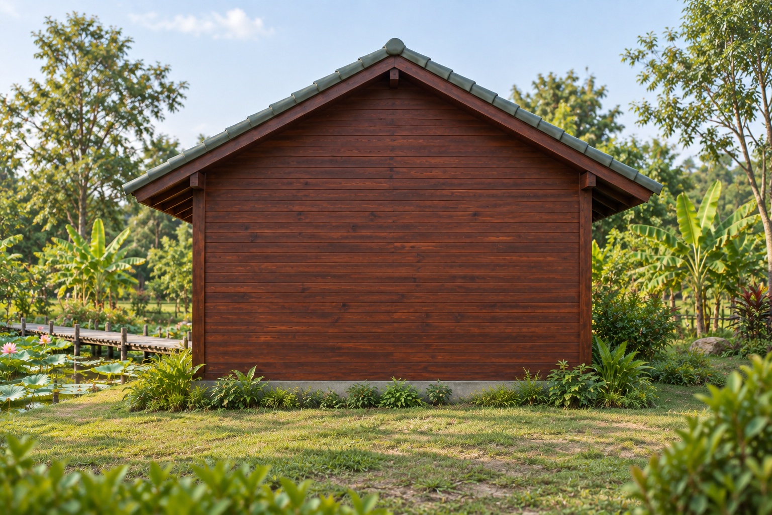 Nhà Gỗ Bungalow B37 - Cửa Sổ Góc Hai Mặt Liền Nhau, Gỗ Thông Màu Nâu Đỏ Nhà Gỗ Bungalow B37 - Cửa Sổ Góc Hai Mặt Liền Nhau, Gỗ Thông Màu Nâu Đỏ