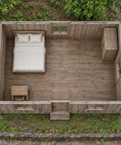 Nhà Gỗ Bungalow B39 - Vách Ván Đứng Nẹp Che Mạch Mái Thấp, Gỗ Thông Màu Vintage