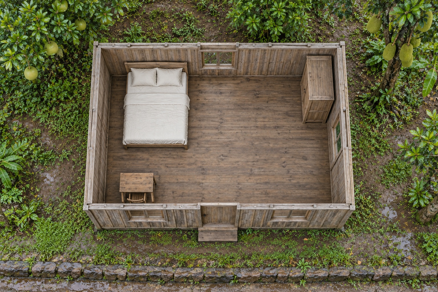 Nhà Gỗ Bungalow B39 - Vách Ván Đứng Nẹp Che Mạch Mái Thấp, Gỗ Thông Màu Vintage Nhà Gỗ Bungalow B39 - Vách Ván Đứng Nẹp Che Mạch Mái Thấp, Gỗ Thông Màu Vintage