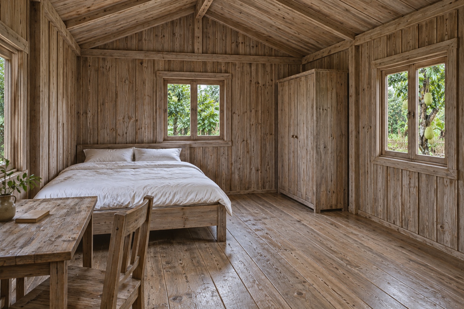 Nhà Gỗ Bungalow B39 - Vách Ván Đứng Nẹp Che Mạch Mái Thấp, Gỗ Thông Màu Vintage Nhà Gỗ Bungalow B39 - Vách Ván Đứng Nẹp Che Mạch Mái Thấp, Gỗ Thông Màu Vintage
