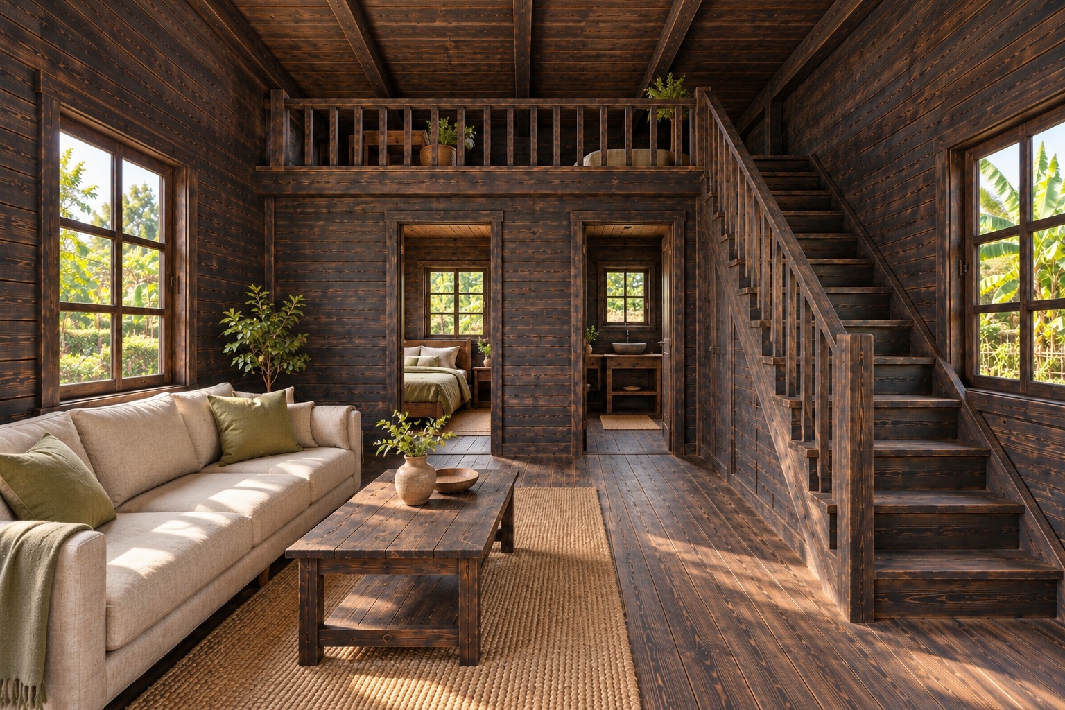 Nhà Gỗ Bungalow B40 - Một Cửa Sổ Mái Nhô Giữa Mặt Trước, Gỗ Thông Màu Gỗ Cháy Nhà Gỗ Bungalow B40 - Một Cửa Sổ Mái Nhô Giữa Mặt Trước, Gỗ Thông Màu Gỗ Cháy