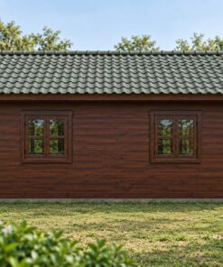 Nhà Gỗ Bungalow B42 - Sàn Gỗ Bao Ba Mặt Không Mái Hiên, Gỗ Thông Màu Nâu Cánh Gián