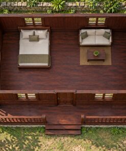 Nhà Gỗ Bungalow B46 - Vách Dưới Ván Ngang Trên Ván Đứng, Gỗ Thông Màu Nâu Cánh Gián