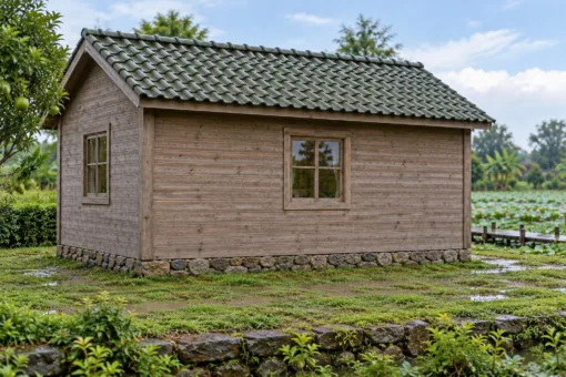 Nhà Gỗ Bungalow B49 - Bậc Gỗ Giữa Hai Bồn Hoa Gỗ Trước Cửa, Gỗ Thông Màu Vintage Nhà Gỗ Bungalow B49 - Bậc Gỗ Giữa Hai Bồn Hoa Gỗ Trước Cửa, Gỗ Thông Màu Vintage