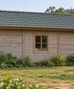 Nhà Gỗ Bungalow B52 - Hiên Sau Có Mái Nhìn Ra Vườn, Gỗ Thông Màu Vintage
