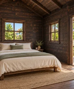 Nhà Gỗ Bungalow B59 - Giàn Nan Gỗ Liền Một Mặt Hông, Gỗ Thông Màu Gỗ Cháy