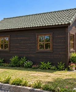 Nhà Gỗ Bungalow B59 - Giàn Nan Gỗ Liền Một Mặt Hông, Gỗ Thông Màu Gỗ Cháy