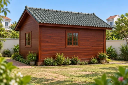 Nhà Gỗ Bungalow B60 - Lối Lên Dốc Gỗ Thay Bậc Thang, Gỗ Thông Màu Nâu Đỏ Nhà Gỗ Bungalow B60 - Lối Lên Dốc Gỗ Thay Bậc Thang, Gỗ Thông Màu Nâu Đỏ